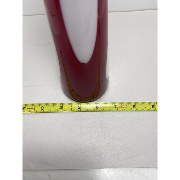 Pier 1 Bright Red and White Cased Glass Vase Hand Blown Stretched 11" Tall - Picture 8 of 8